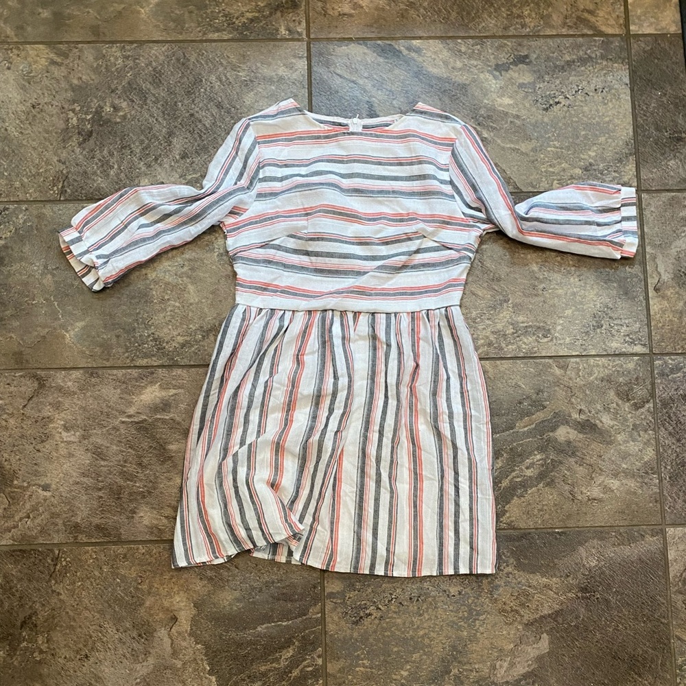 3/4 Sleeve Striped Mini Dress